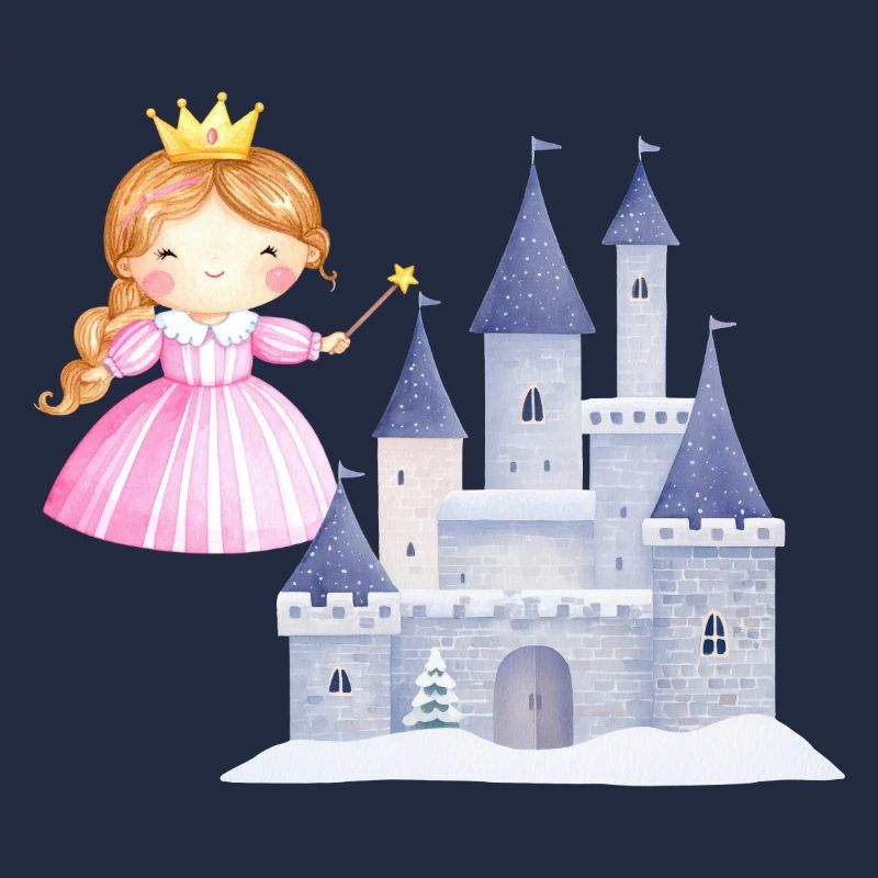 Princesse devant le château de neige
