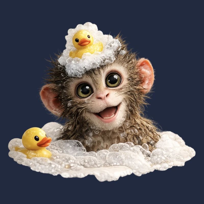 Badezeit-Affenchen mit Badeente