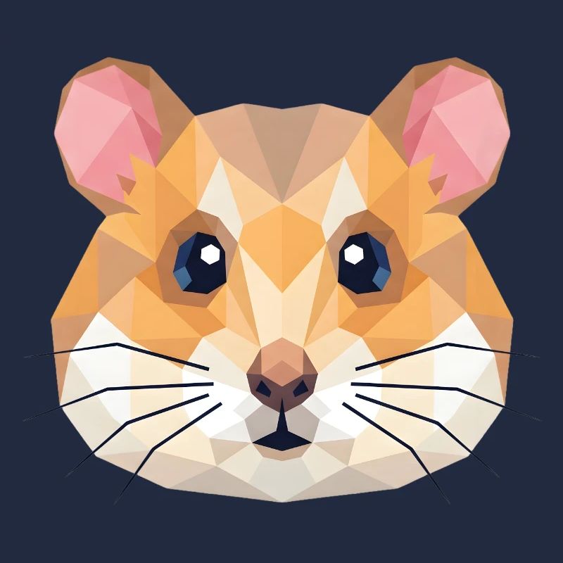 Cute Geometric Hamster Low Poly Art