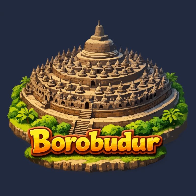 Dessin animé du temple de Borobudur