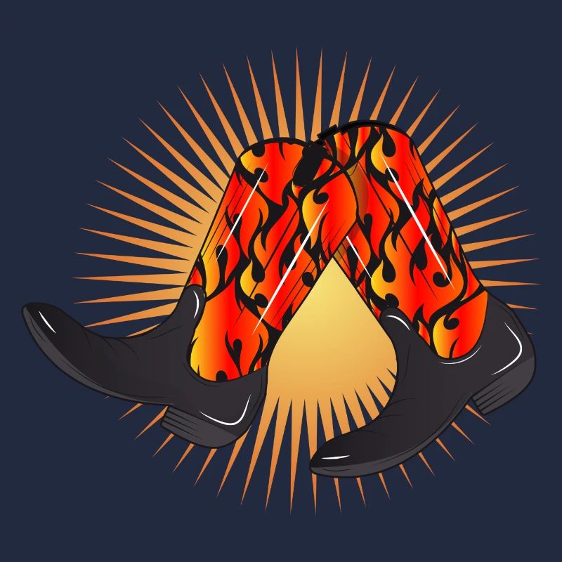 extravagant western boots with flame pattern