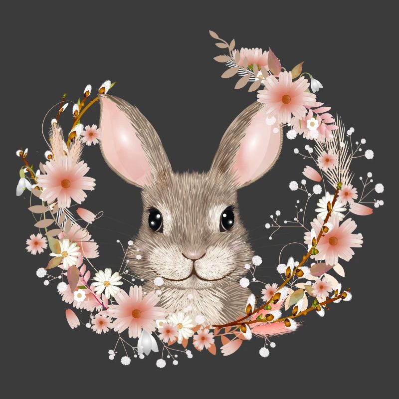 Spring wreath with rabbit as Easter bunny