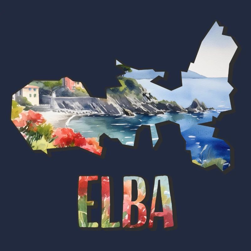Watercolor Map Elba