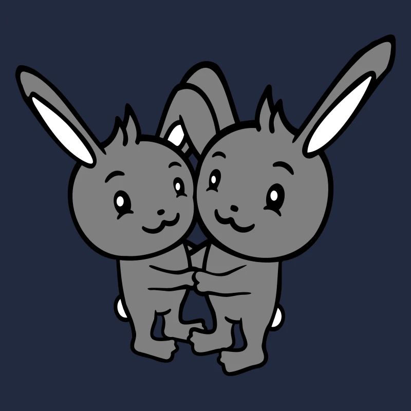 2 Bunnies Two Friends Team Crew Couple Hug Cute
