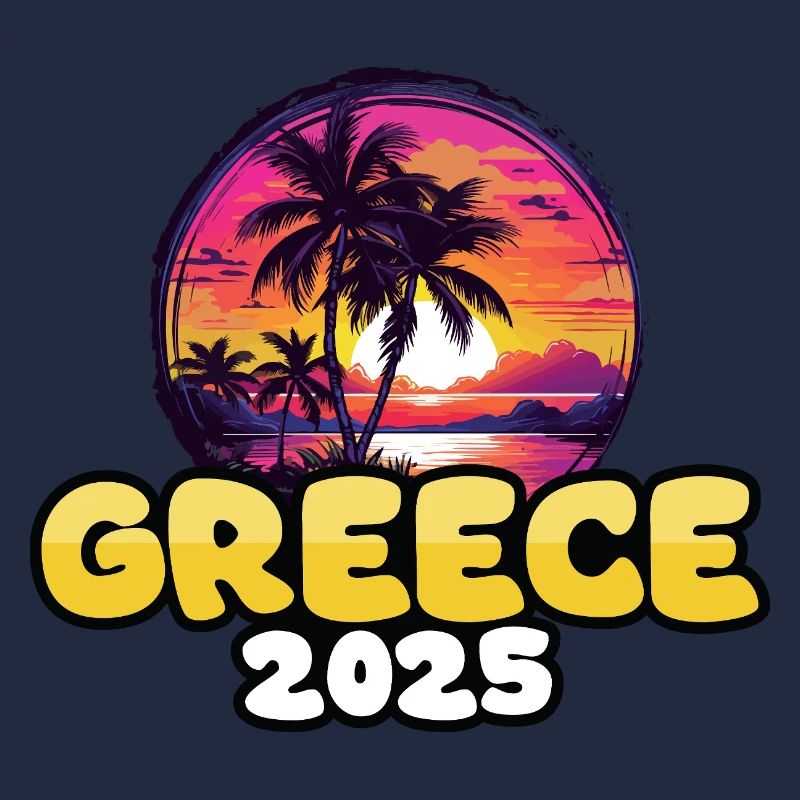 Greece 2025 Palm Trees Multicolored
