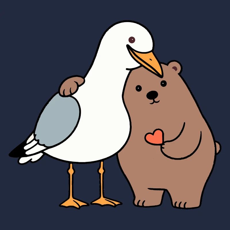 Nordsee Möwe Braun Bär Freundschaft Liebe anlehnen