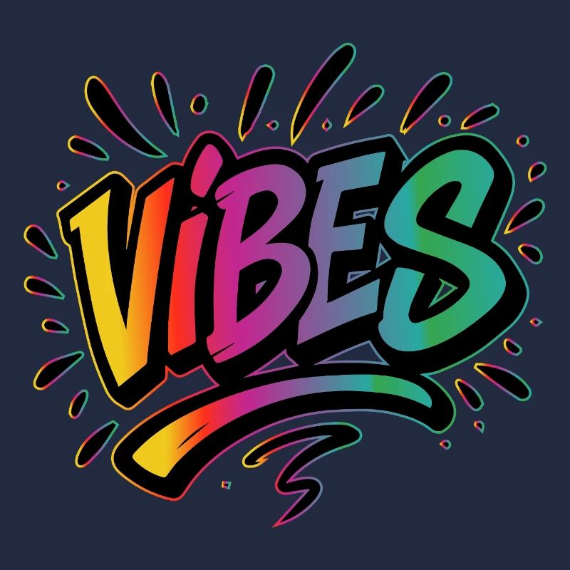 Lettrage graffiti VIBES – Déclaration colorée
