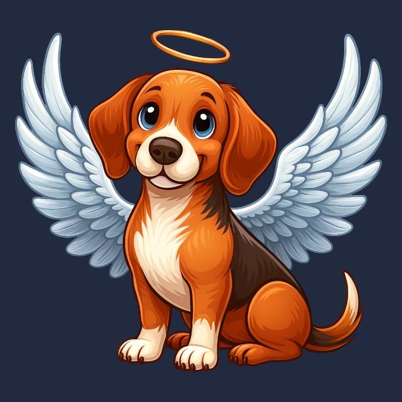 Ange de dessin animé Beagle mignon avec des ailes saintes