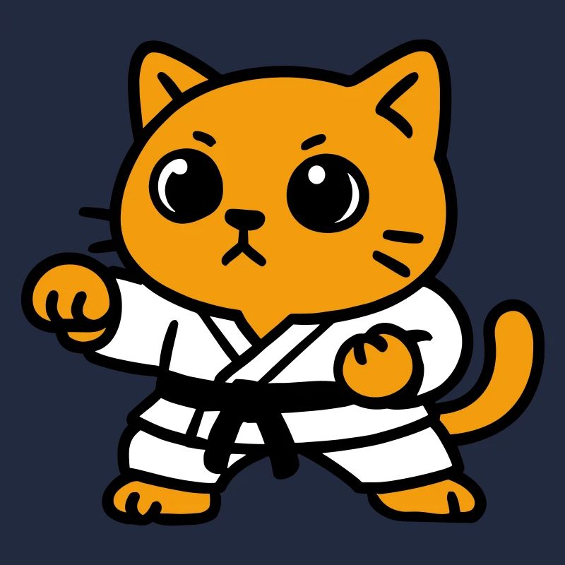 Combattant chat en costume de karaté