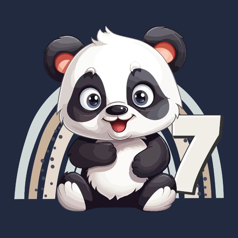 7e anniversaire Panda Bear Arc-en-ciel Doux Mignon