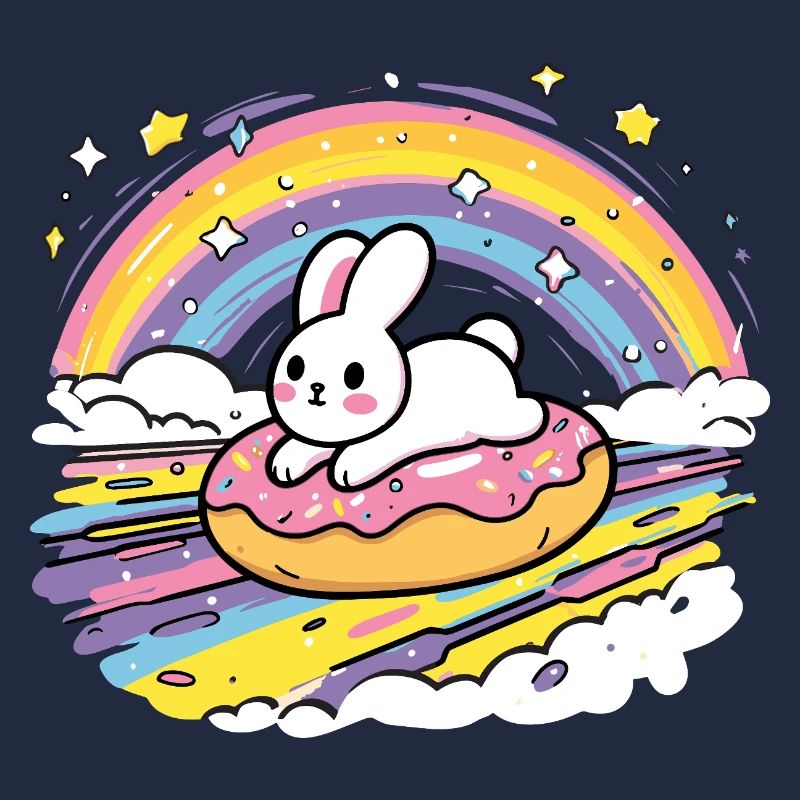 Kaninchen auf Donut Regenbogen