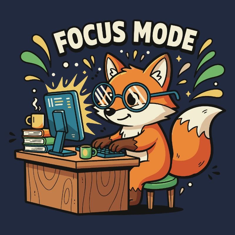 Focus mode fox on the computer