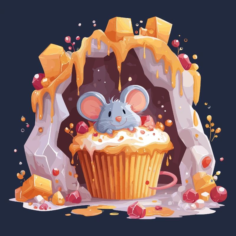Cute mouse in cupcake cave