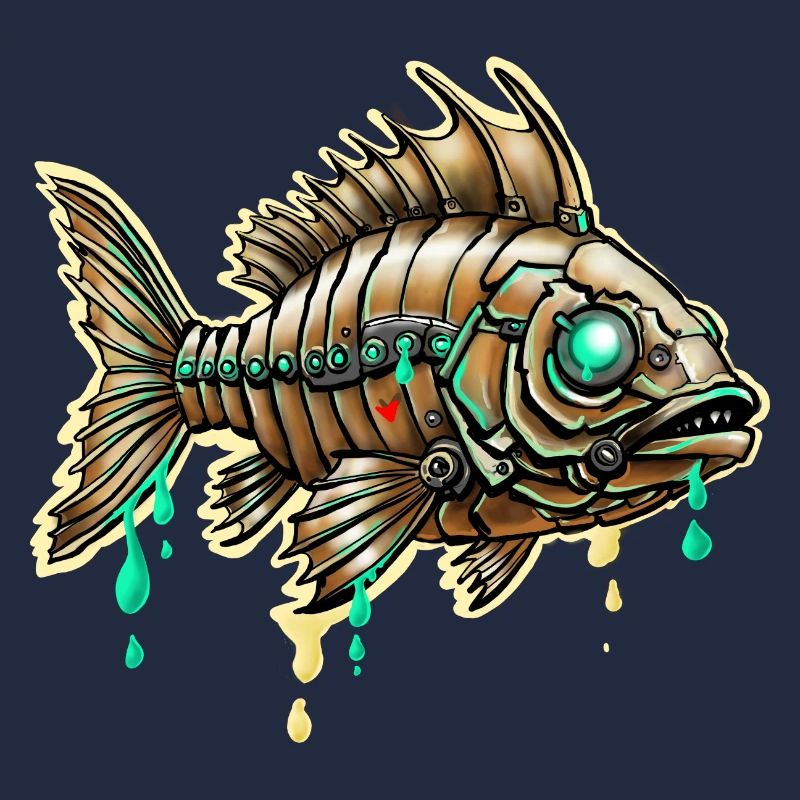 Cybernetischer Steampunk-Fisch