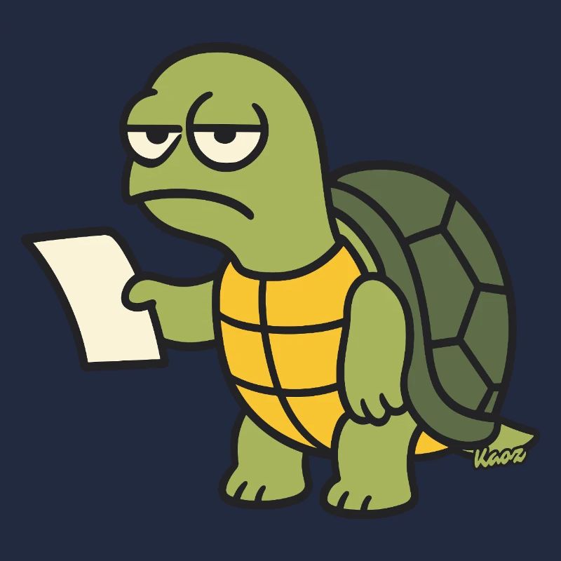 Langsame Schildkröte mit Papier