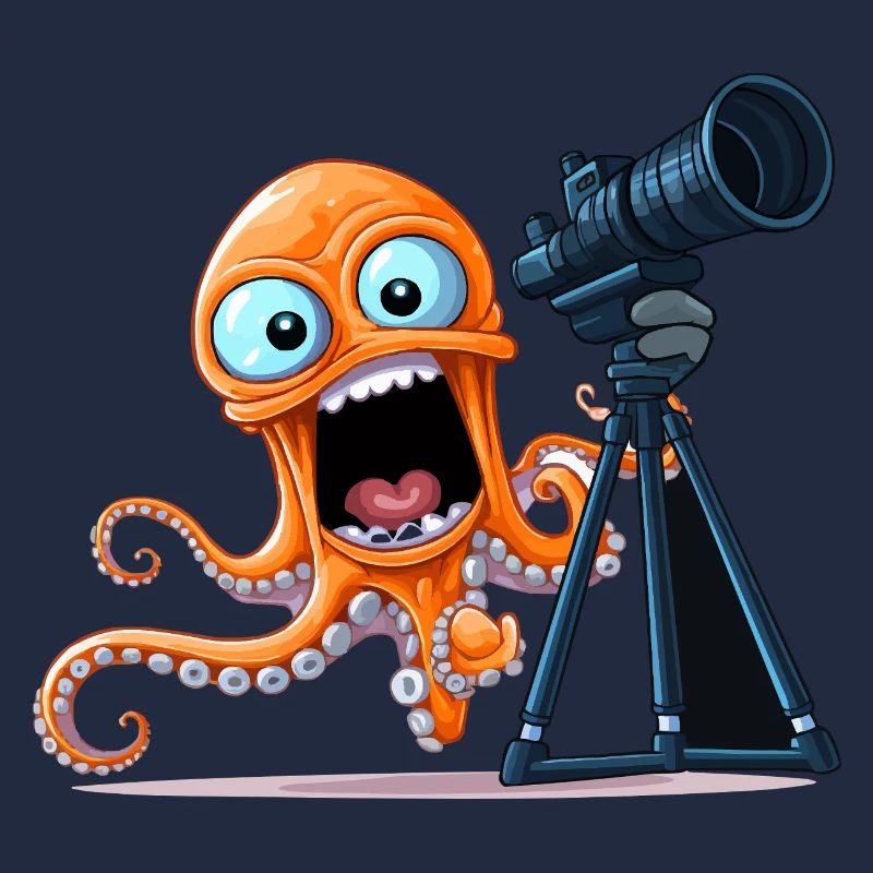 Orange Octopus Photographer with Camera