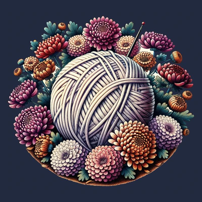 Boule de laine florale avec fleurs