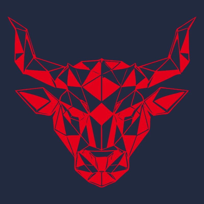 Tête de taureau rouge low-poly