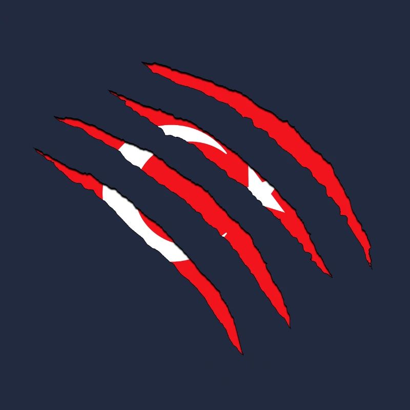 Turkey Flag Red Claws Over Circle