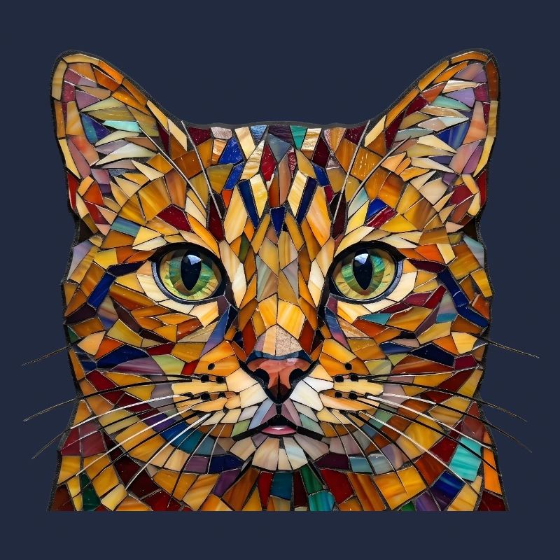 Katze in buntem Mosaikmuster in Regenbogenfarben