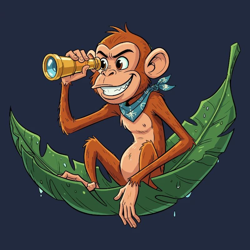 Singe d’aventure avec télescope