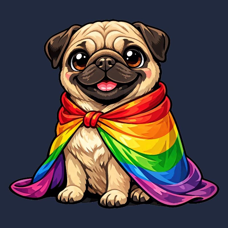 Mops Pride Hund Regenbogen-Umhang LGBTQ