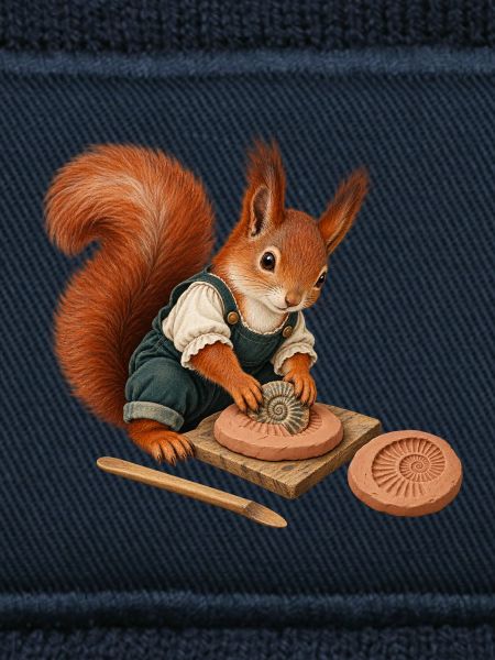 Eichhörnchen mit Fossilabdruck