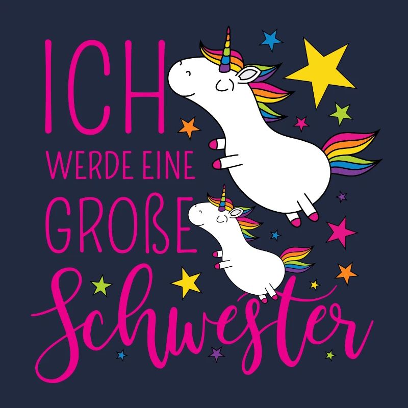 Große Schwester Einhorn Einhörner pink Sterne bunt