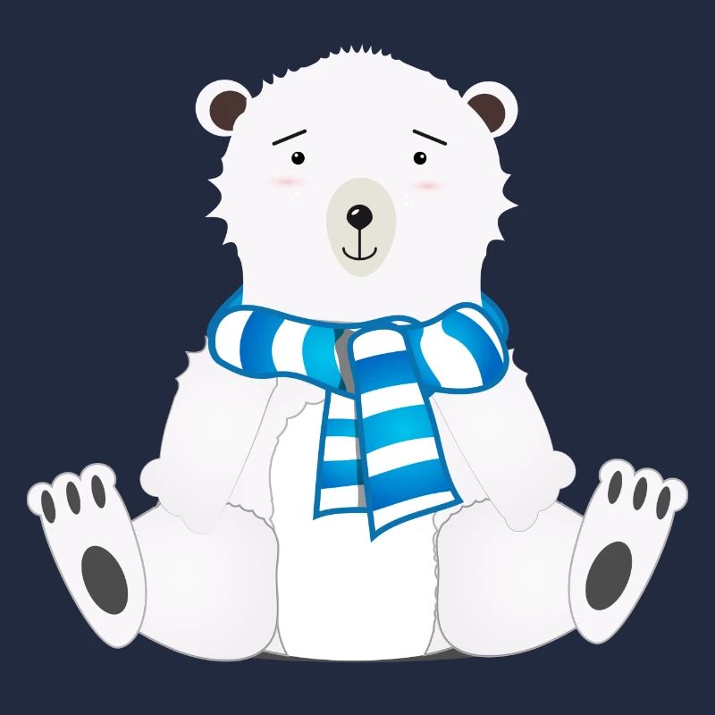 magical sitting polar bear with scarf