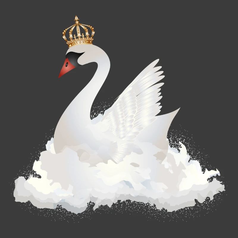 traumhafter Schwan in den Wolken mit einer Krone