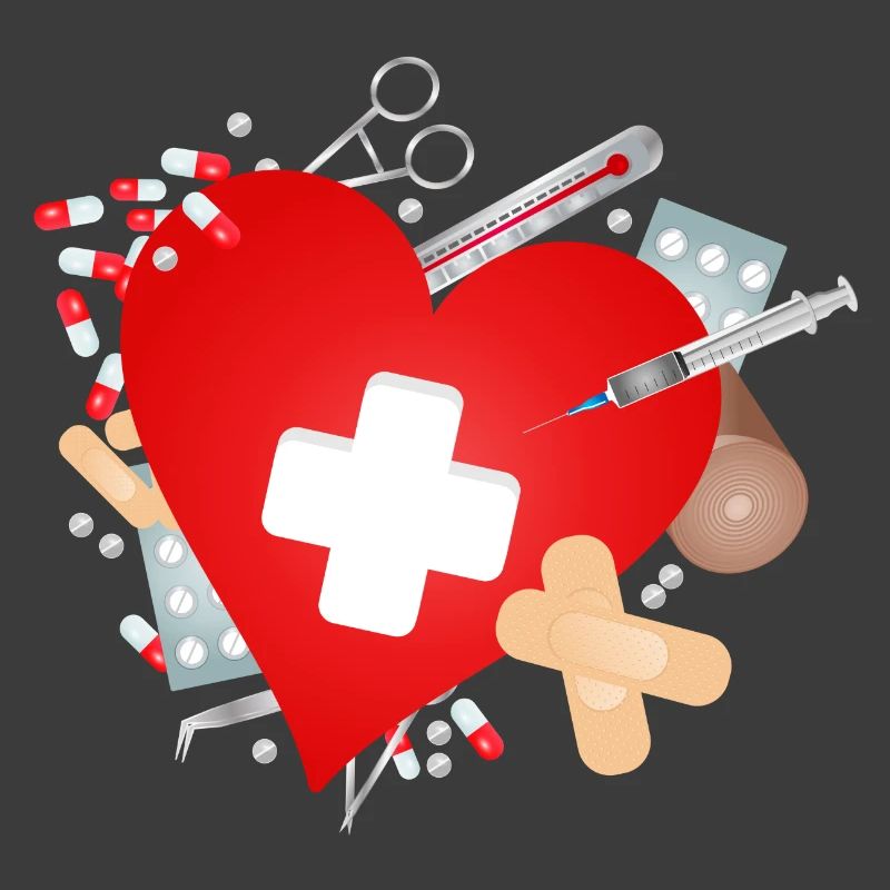 Erste Hilfe Set oder Reiseapotheke mit Herz