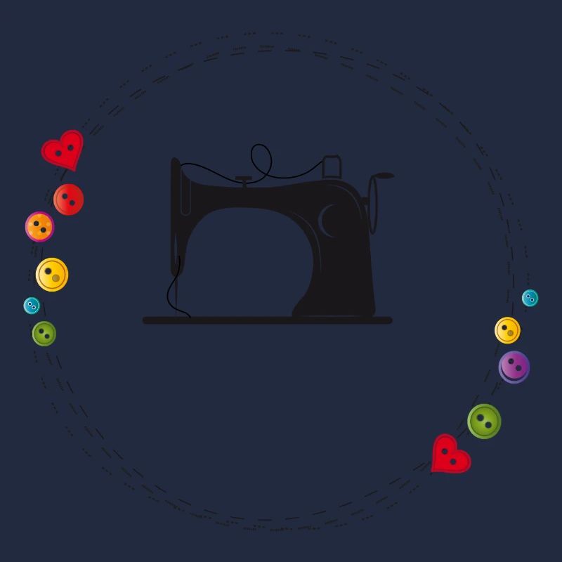 nostalgisch stilisierte Nähmaschine mit Knöpfe