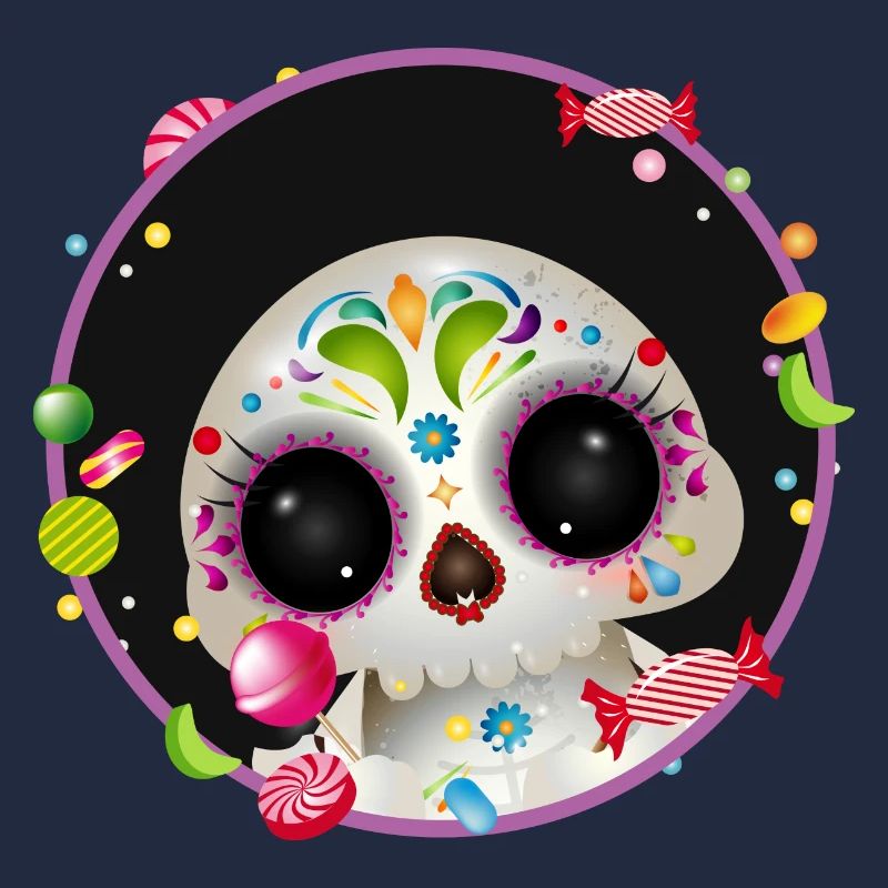 Cute Sugar Skull in candy frame