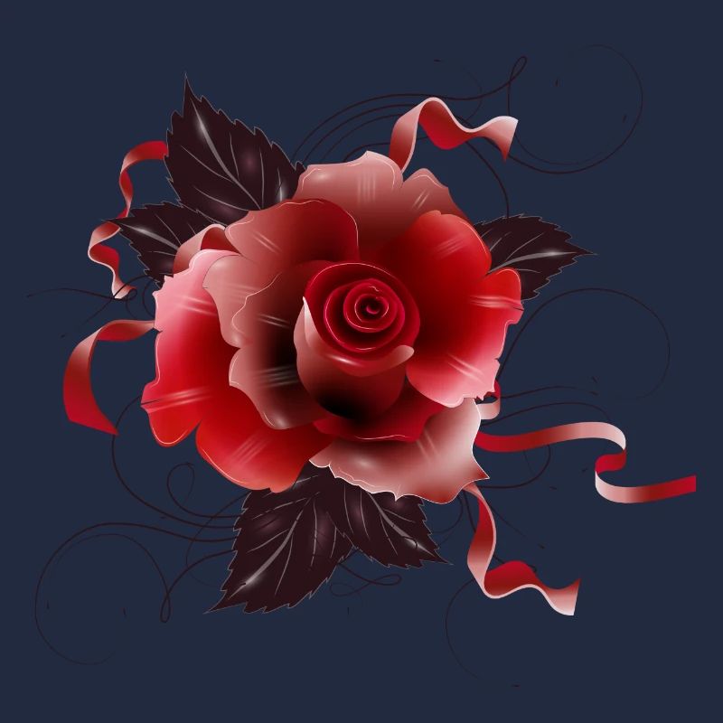 wunderschöne rote Rose mit zarten Bändern