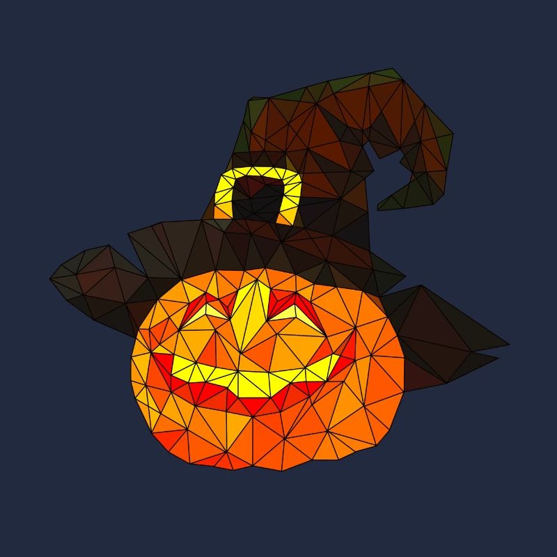 Polygonal Halloween Pumpkin Triangular Poly Art