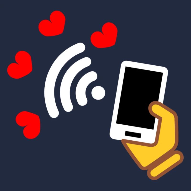 Smartphone à la main et téléphone avec des cœurs doux