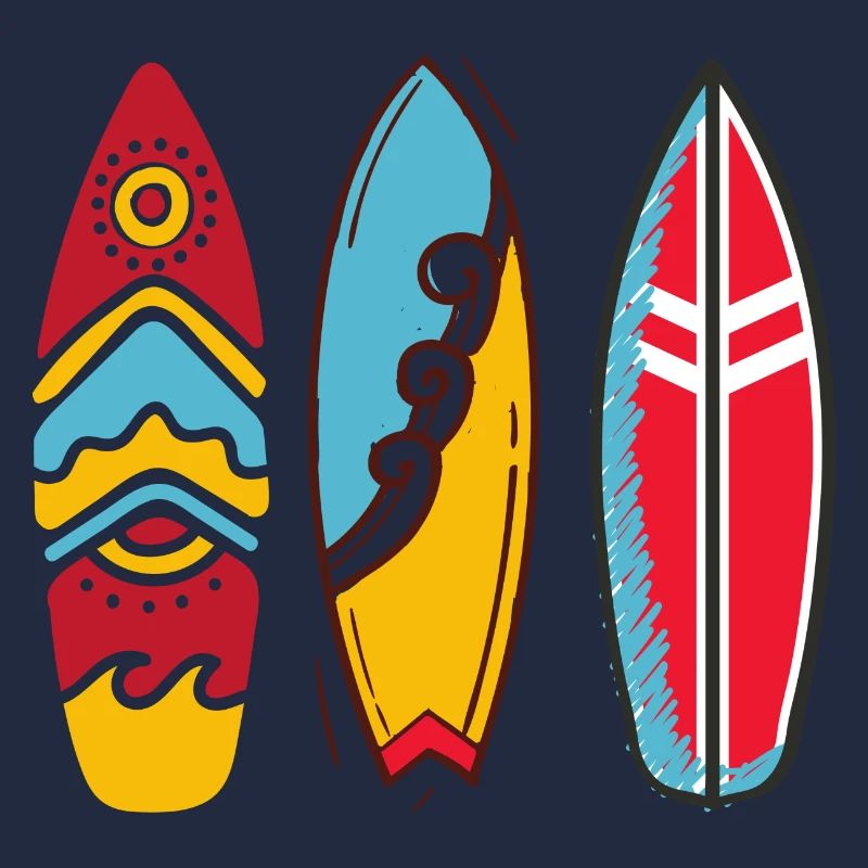Three pop art surf boards