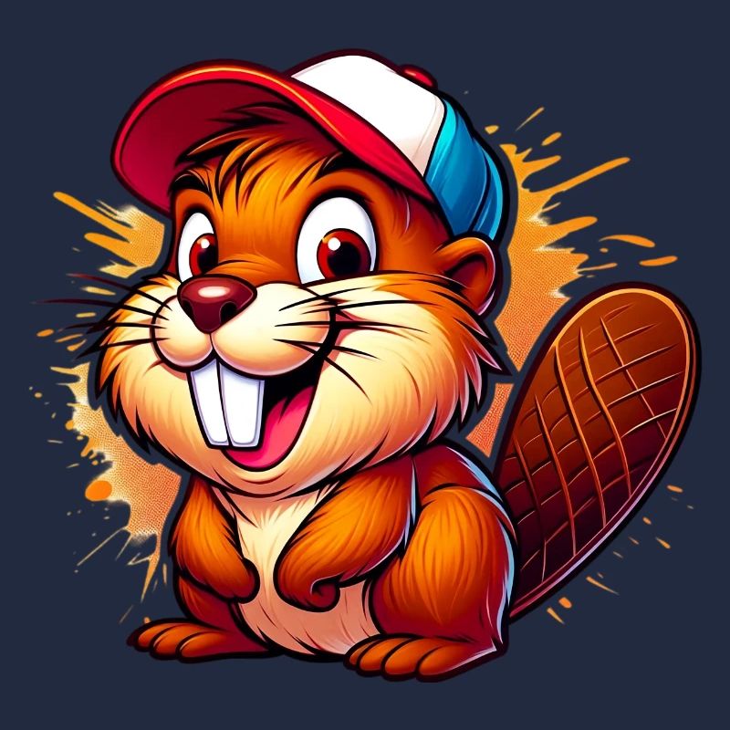 Beaver with baseball cap