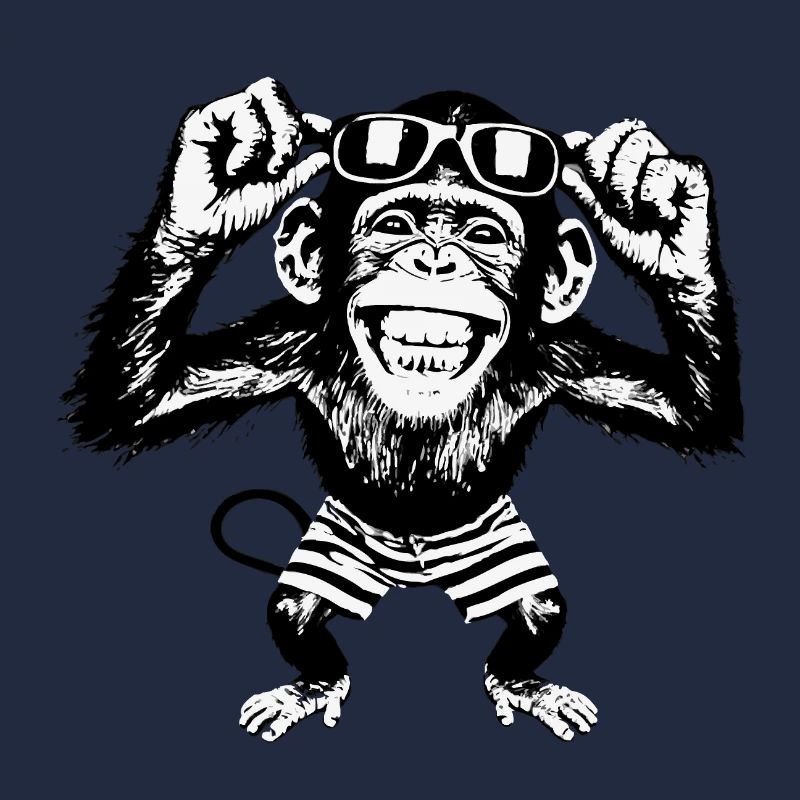 Grinsender Affe mit Sonnenbrille