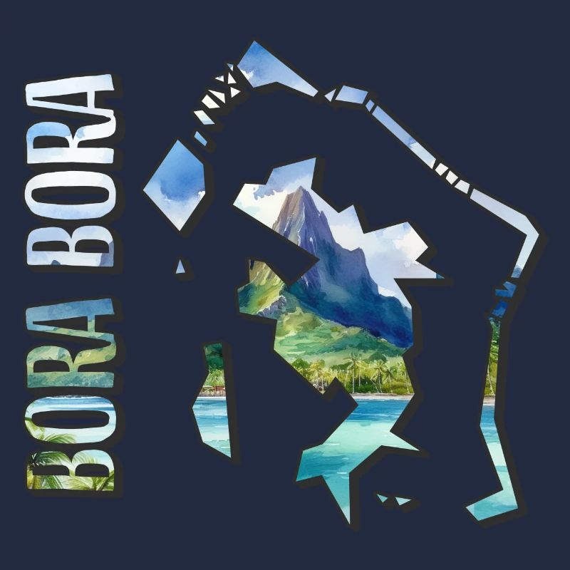 Watercolor Map Bora Bora