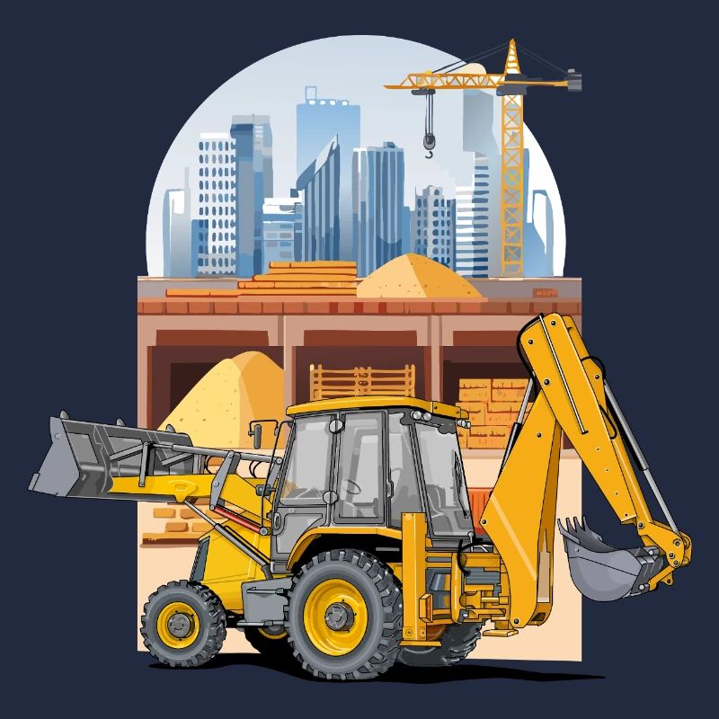 Backhoe Loader, Tractor Loader on Construction Site
