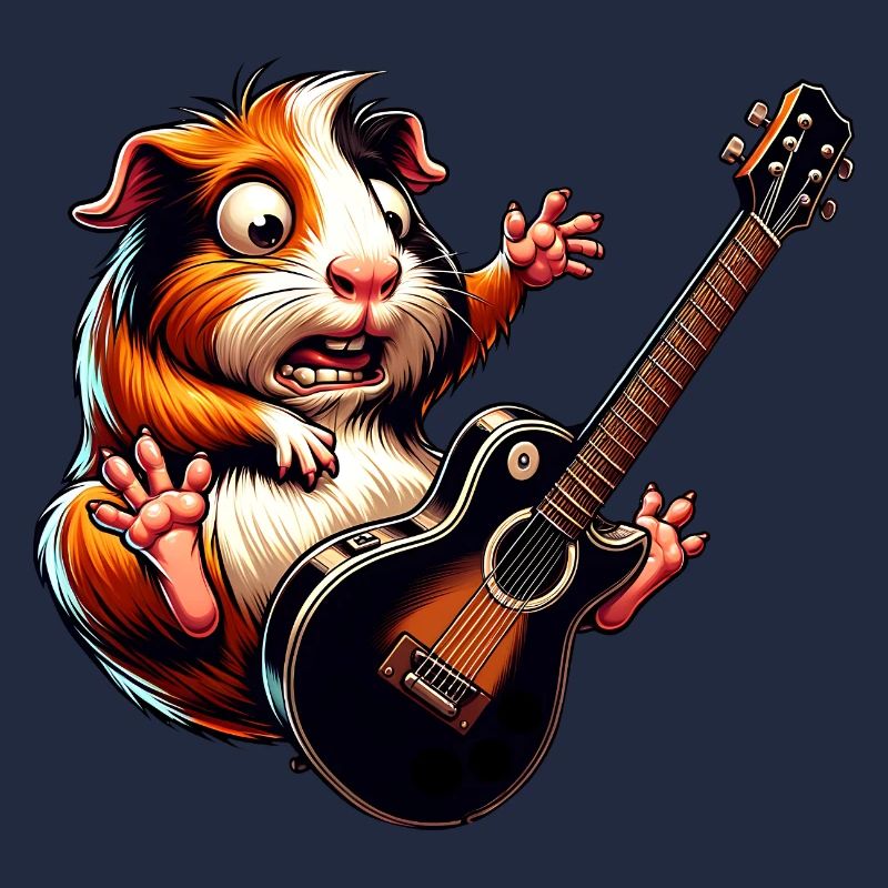 Cochon d’Inde rocks avec guitare électrique