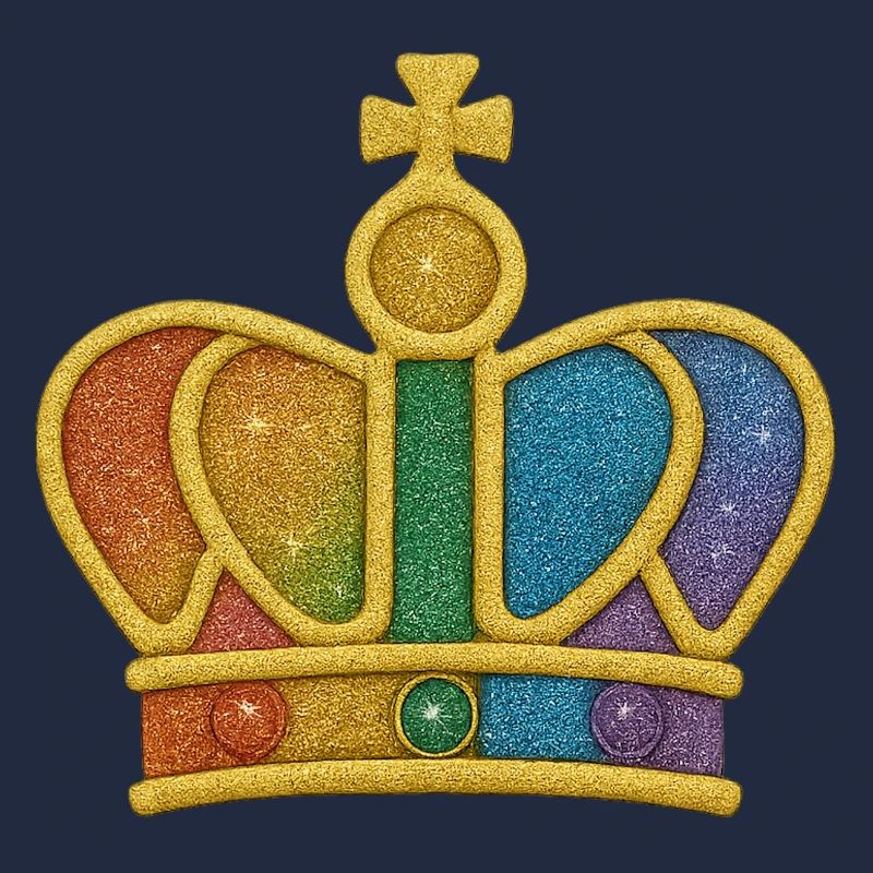 Regenbogen-Glitzerkronen-Design