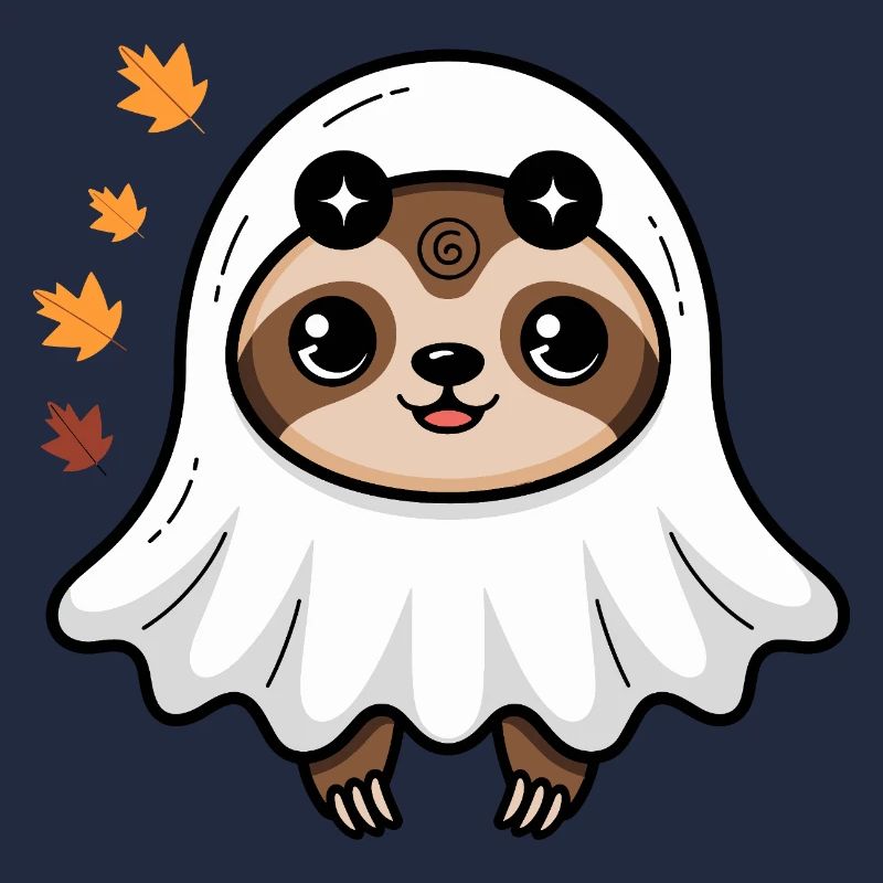 Cute Sloth Halloween Ghost Design with