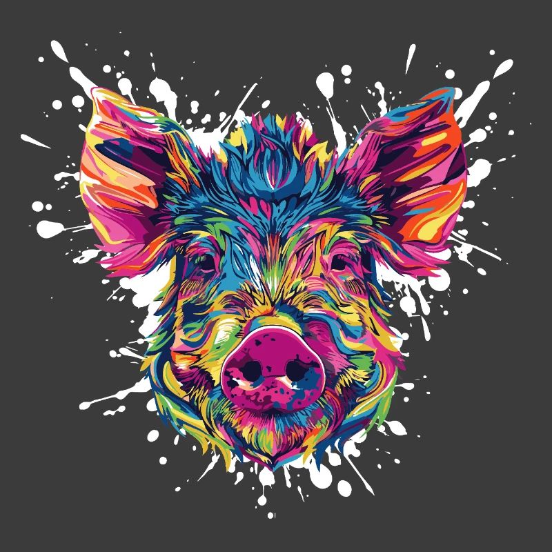 Farbexplosion Schweinekopf