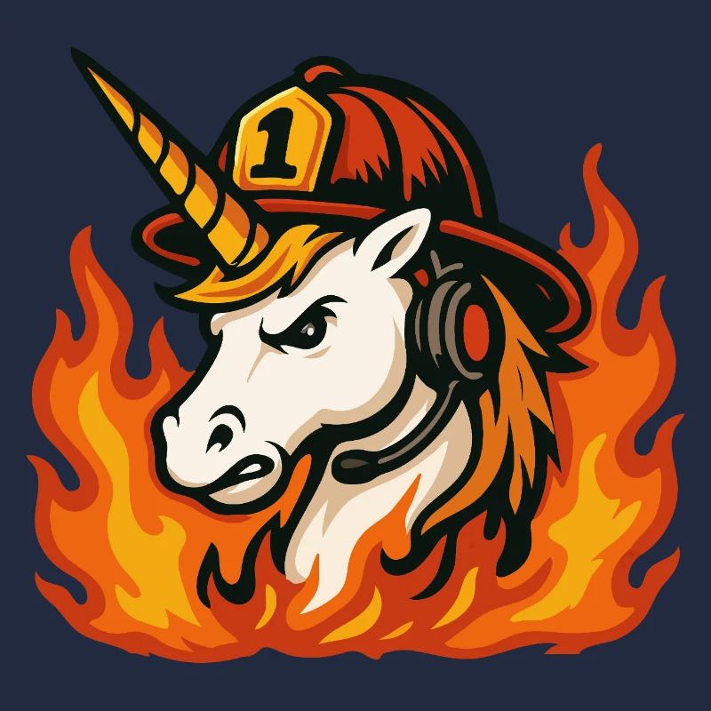 Flammender Einhorn-Feuerwehrmann
