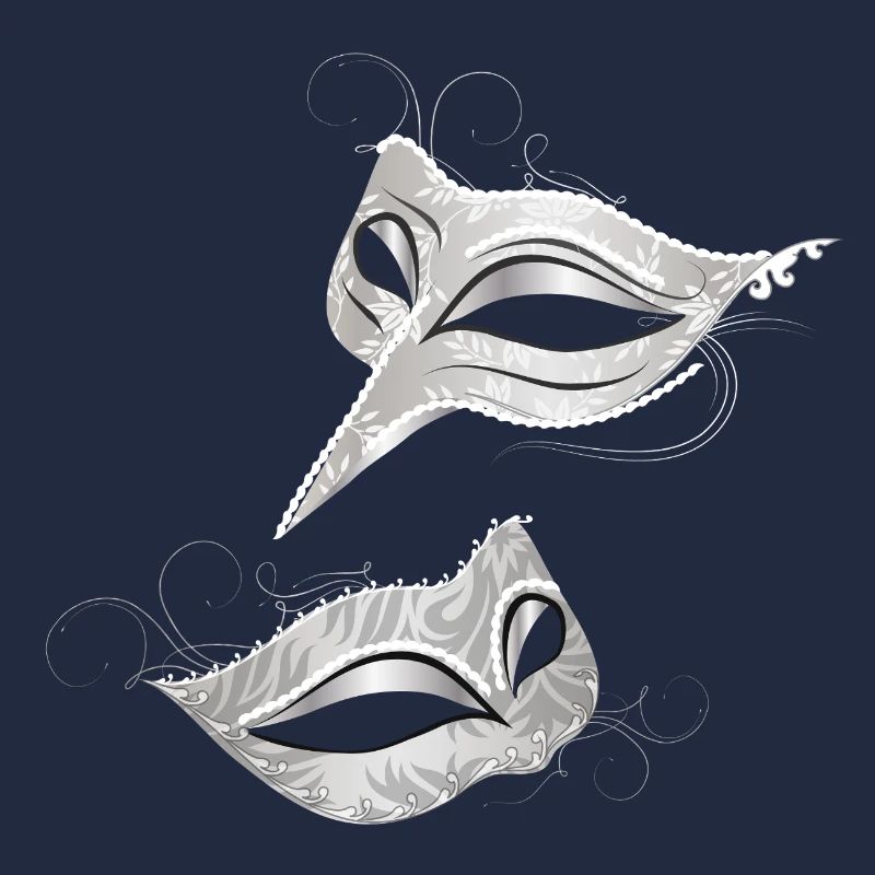 Masques élégants en argent de style ornemental