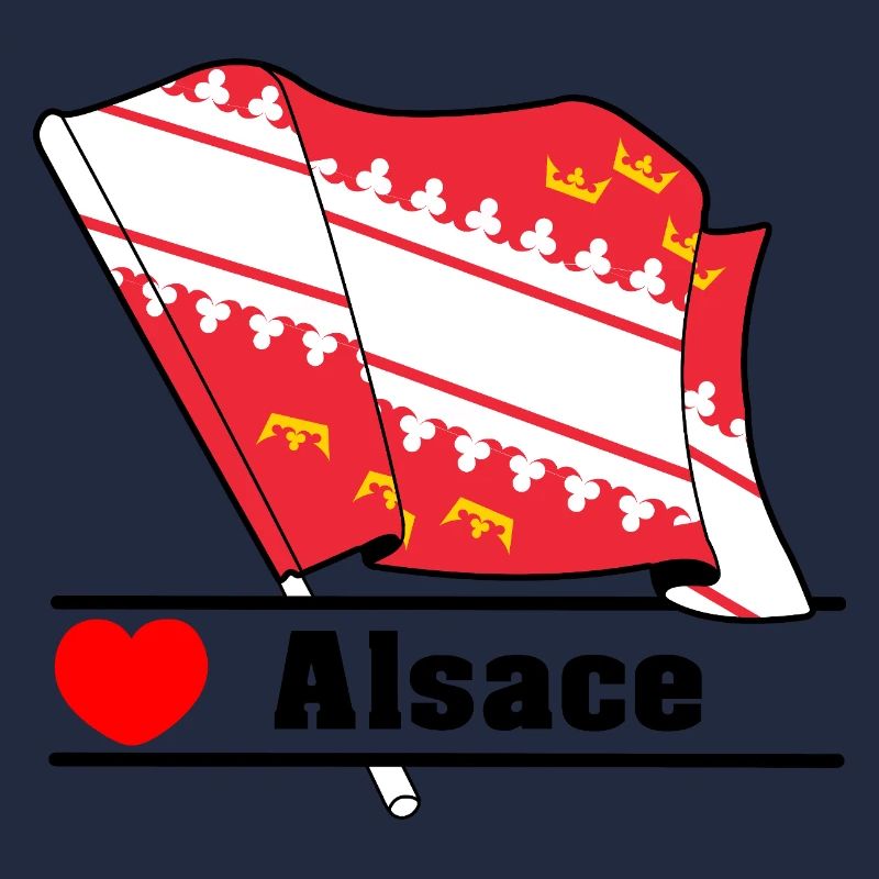 Elsass-Flagge + Herz + Text "Elsass"