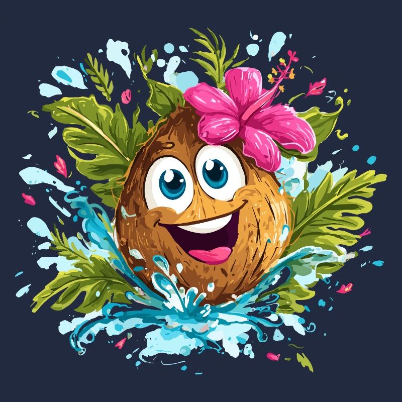 Tropical Coconut Cheerful Illustration