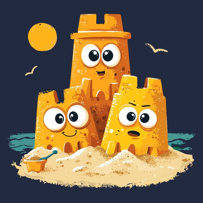 Trio des Châteaux de Plage avec Visage